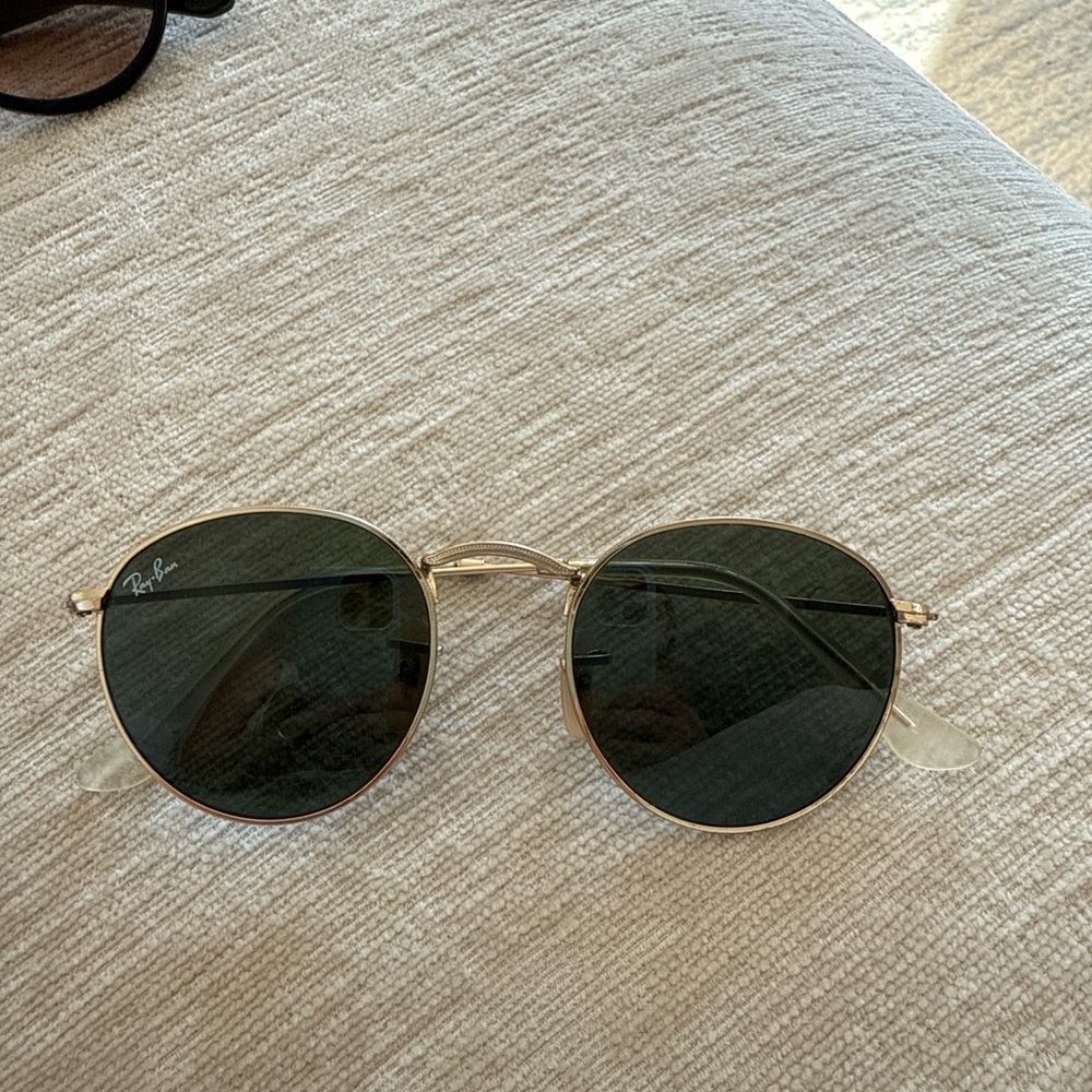 Ray-Ban Gold and Green Aviator Sunglasses